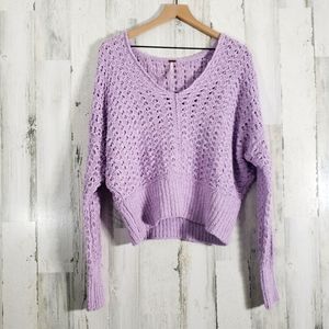 Free People Best of You V Neck Oversized Sweater Lavender Size Small